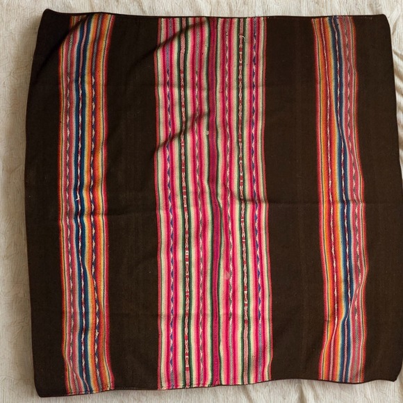 Vintage Hand Woven Andean Aguayo Manta Wool Textile Wabi-Sabi Folk Art 45x42